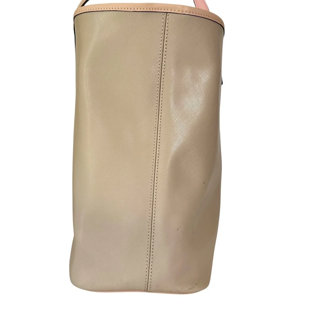 Coach Tote Bag Park‎ Metro F24341 Beige Leather Pink Trim Shoulder Purse